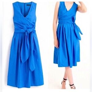 J. Crew Blue Cotton Sleeveless Wrap Dress
